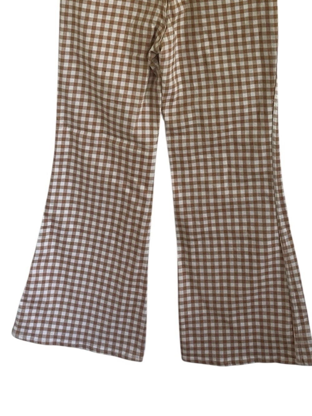 Wrangler Wanderer 622  Tan Gingham Check High Rise Flare Jeans 32 x 32 - Picture 6 of 12